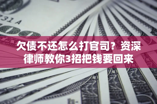 武汉欠债不还怎么打官司？资深律师教你3招把钱要回来