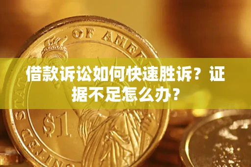武汉借款诉讼如何快速胜诉？证据不足怎么办？